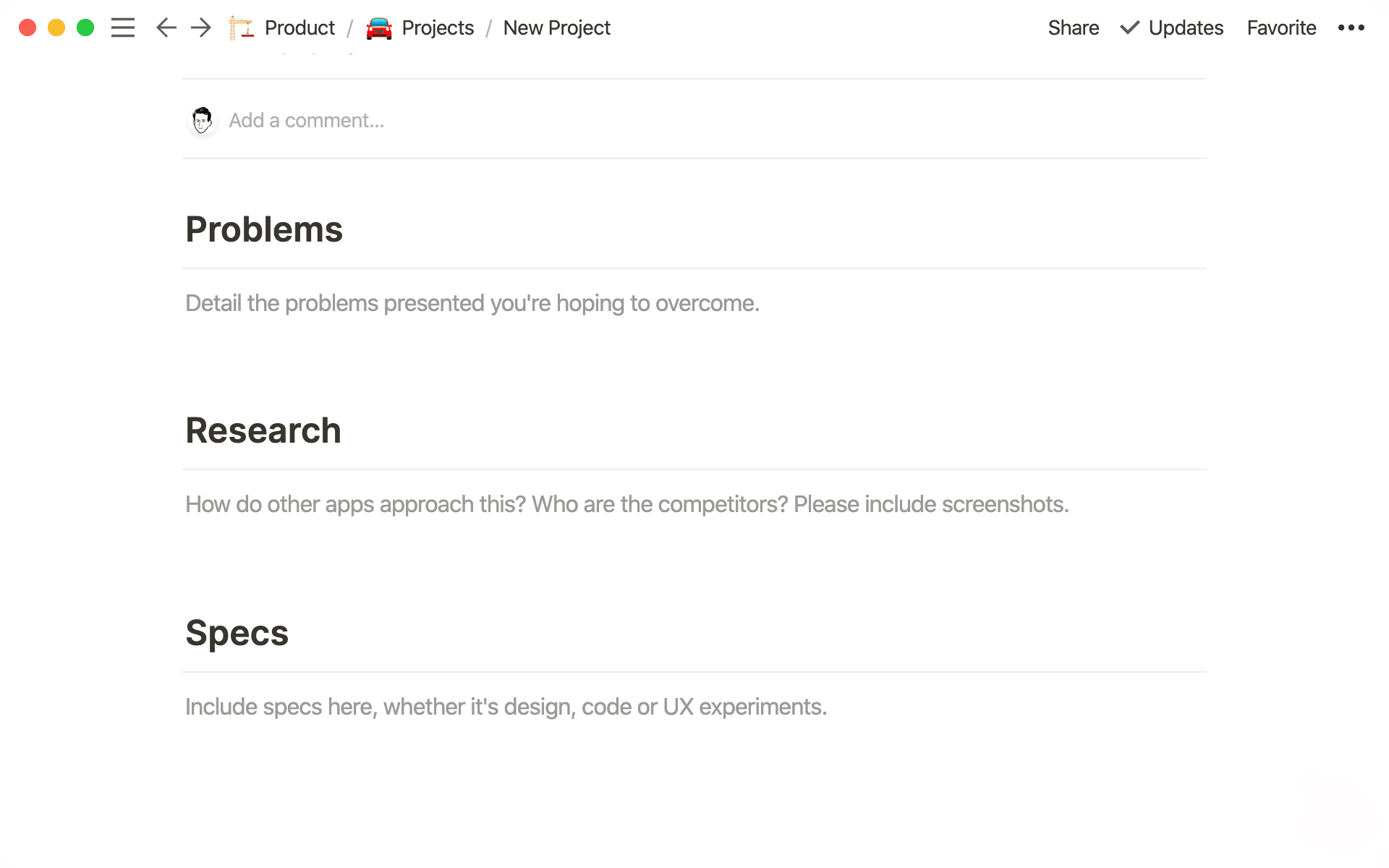 A “request for comment” template to get feedback from your team.