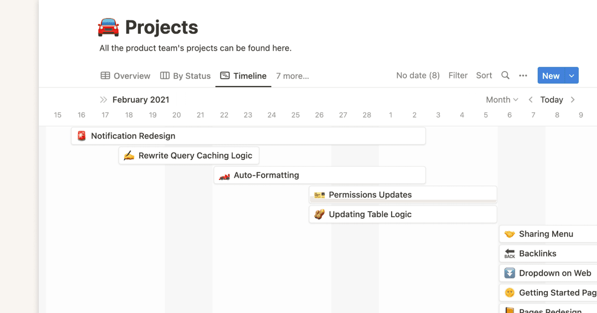 Project timeline thumbnail