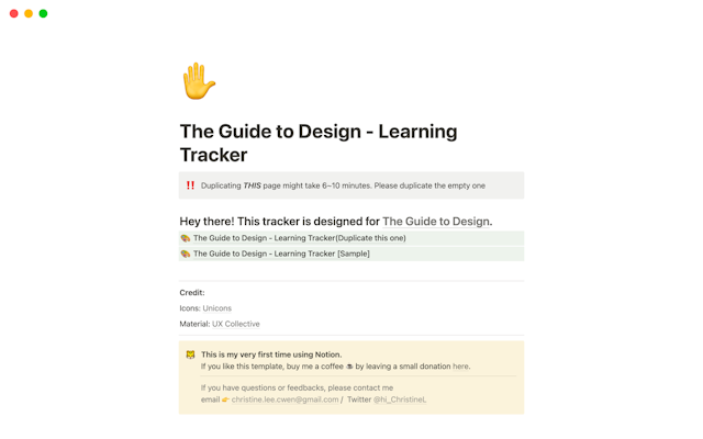 The Guide to Design - Learning Tracker